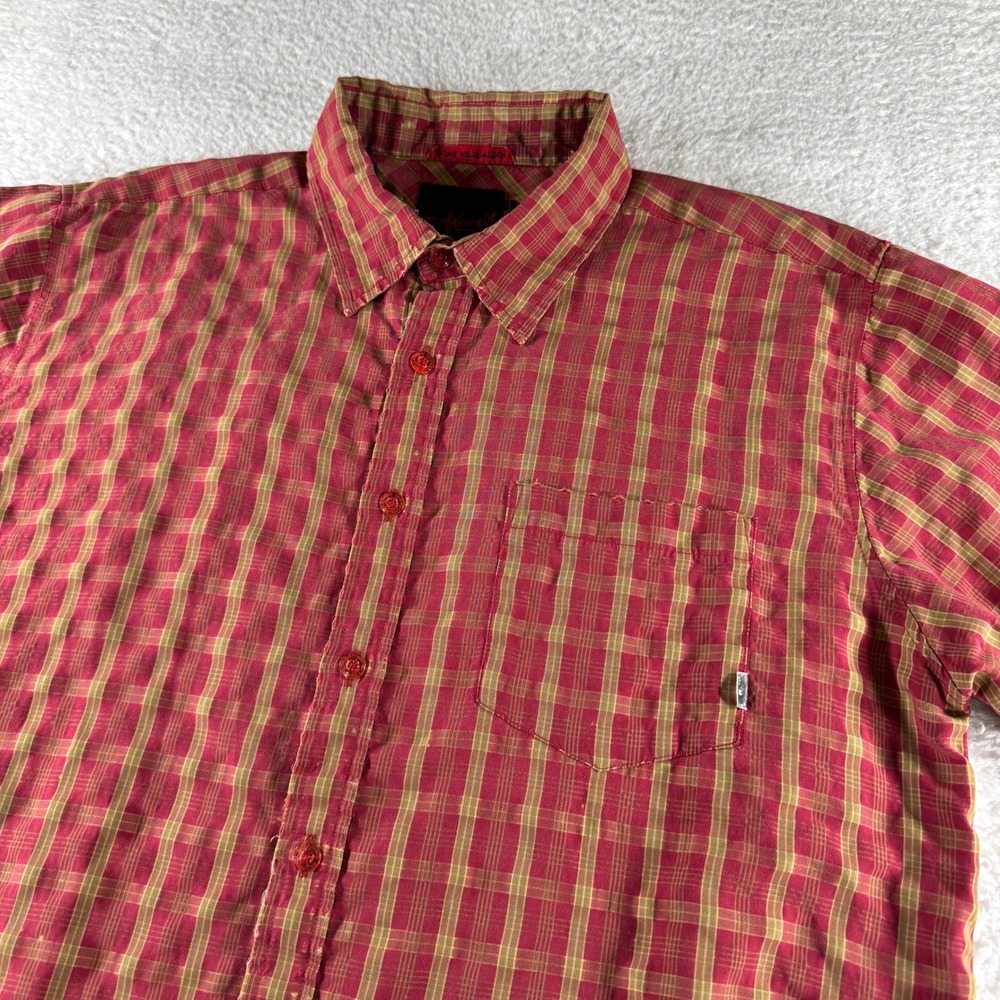 Y2K Billabong Skate Short‎ Sleeve Button Up Red Medium Shirt Clean Casual